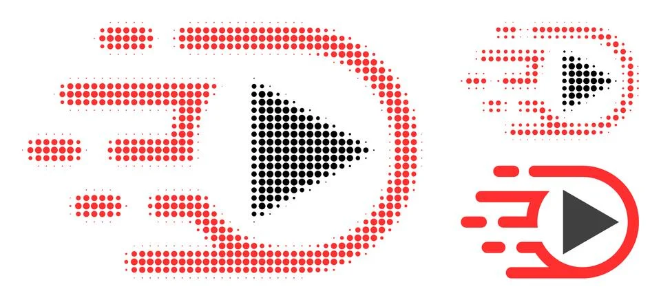 Play Function Halftone Dotted Icon 스톡 일러스트