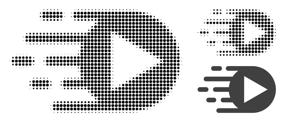 Play Function Halftone Dotted Icon 스톡 일러스트