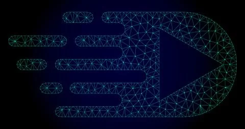 Play Function Polygonal Frame Vector Mesh with Fast Motion Effect Illustrazione stock