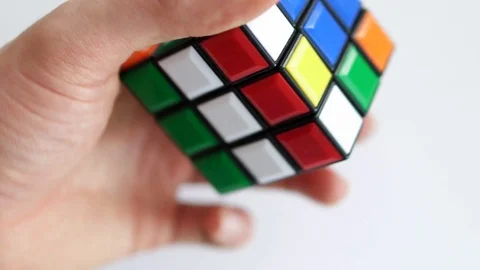Play game during home quarantine. Cube dice dimension logic mind thinking concep Stock Footage 126405869
