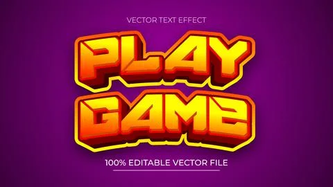 Play Game editable text effects with a red and yellow gradient Stock Illustration