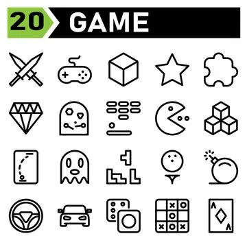Play Game icon set include sword, game, weapon, games, console, player, gamin Illustrazione stock