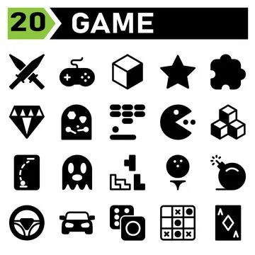 Play Game icon set include sword, game, weapon, games, console, player, gamin Stock Illustration
