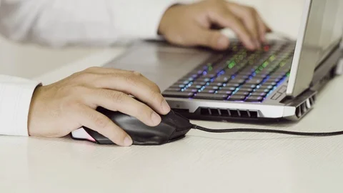 Play game on laptop Stock Footage 92610513