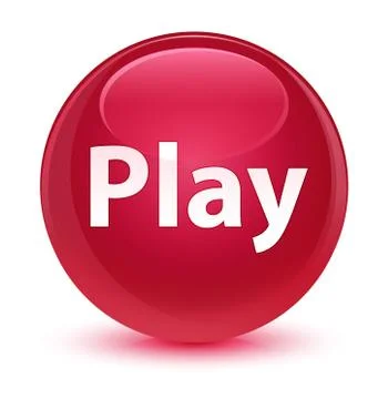 Play glassy pink round button Stock Illustration