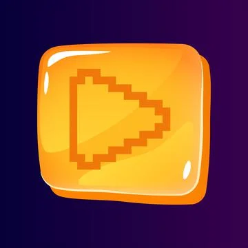 Play glossy ui button with pixelated icon Stock Illustration