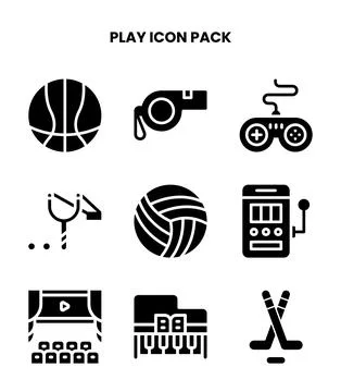 Play Glyph Design Icons Pack Stock Illustration