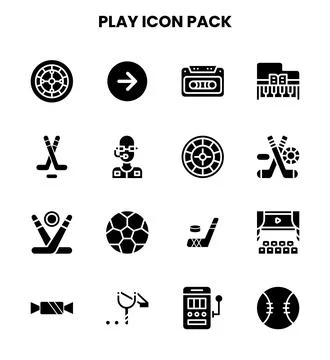 Play Glyph Design Icons Pack Stock Illustration