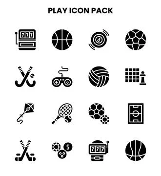 Play Glyph Icons Pack Stock Illustration