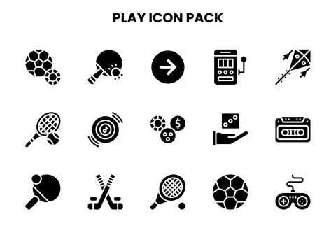 Play Glyph Icons Pack Stock Illustration