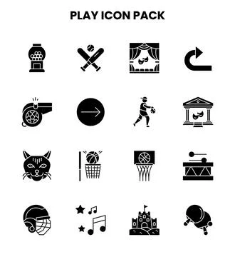 Play Glyph Scalable Icons Pack Stock Illustration
