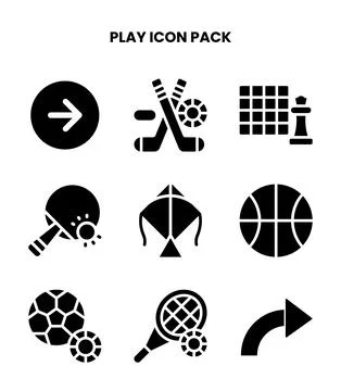 Play Glyph Set Icons Pack Illustrazione stock