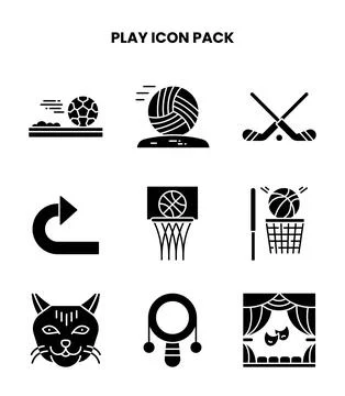 Play Glyph Set Icons Pack Illustrazione stock