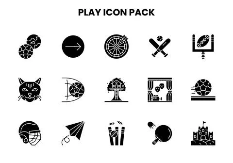 Play Glyph Set Icons Pack 库存插图