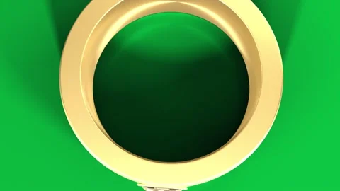 On play gold ring rotating, gem sliding in, glare sweeping, showing design on Stock Footage 339198099
