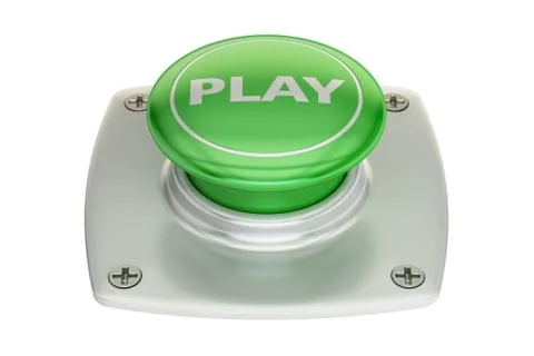 Play green button, 3D rendering Illustrazione stock