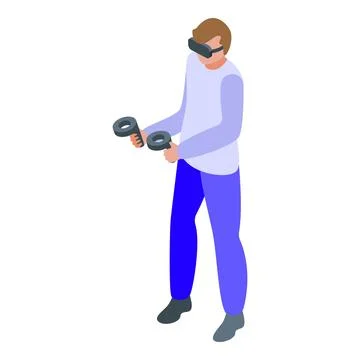 Play headset game tech icon isometric vector. Neon science Stock Illustration