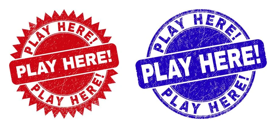 PLAY HERE! Round and Rosette Seals with Grunged Texture 스톡 일러스트