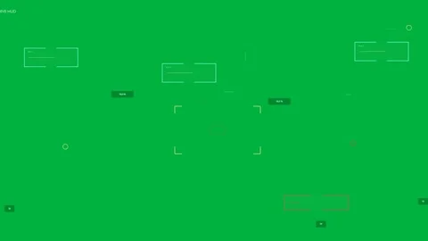 On play, HUD elements appearing and aligning on transparent canvas, highlighting Stock Footage 335780821