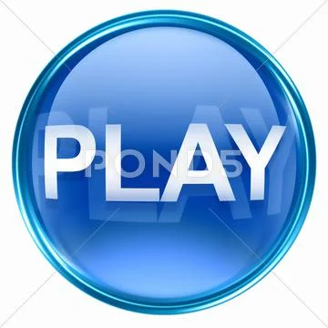 Play icon blue, isolated on white background Stock Illustration