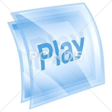 Play icon blue square, isolated on white background Stock Illustration