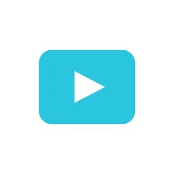 Play icon button. Blue sign with arrow Isolated on white background. Stock Illustration