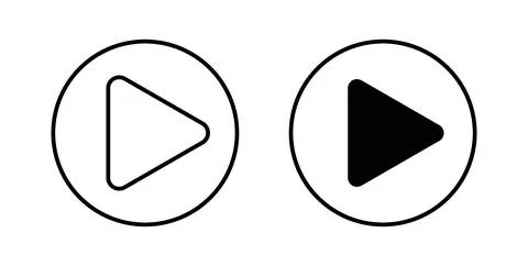 Play icon collection in black, Line icons, flat symbols Stock Illustration