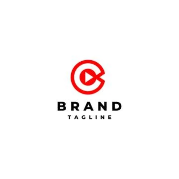 Play Icon inside Letter C Logo Stock Illustration