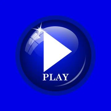 Play icon. Internet button on blue background. . Stock Illustration
