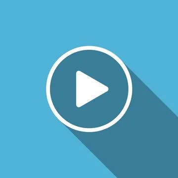 Play icon isolated with long shadow. Flat design. Vector Illustration Stock Illustration