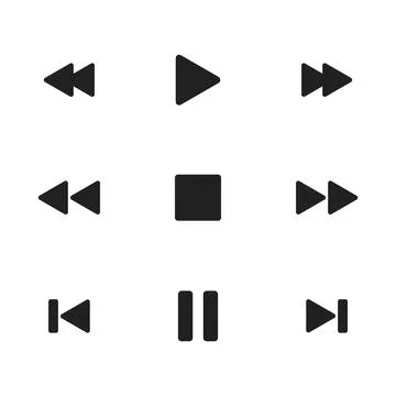 Play icon. Media control buttons including play, pause, stop, rewind and fo.. Illustrazione stock