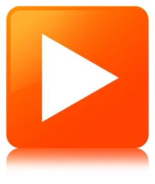 Play icon orange square button Stock Illustration