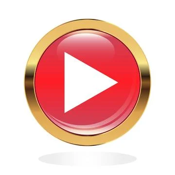 Play icon on red glossy button Stock Illustration