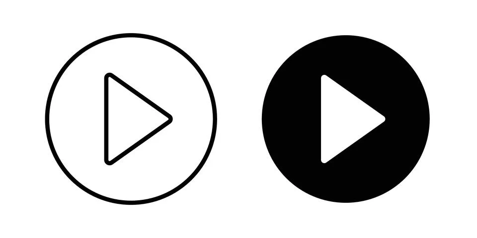 Play icon solid, line, and editable vector set. イラスト素材