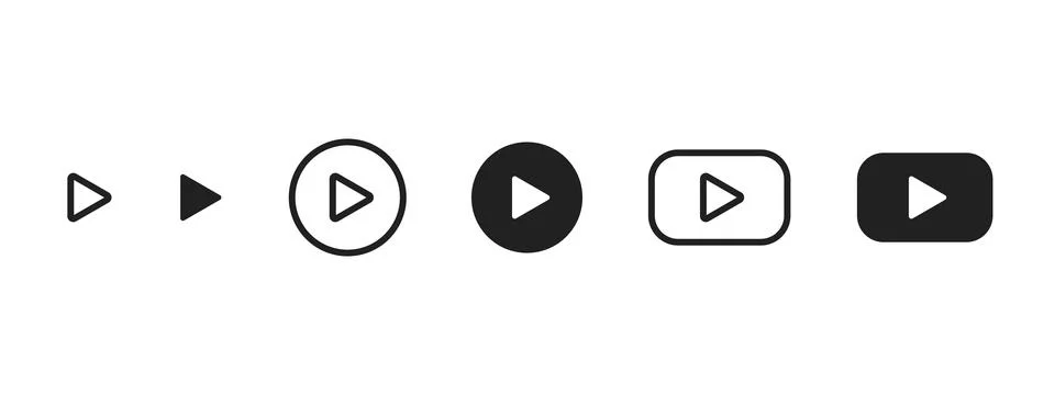 Play icon. Various play button styles for media control and video start vec.. Stock Illustration