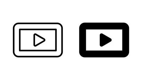 Play icon vector. Play button sign and symbol Illustrazione stock