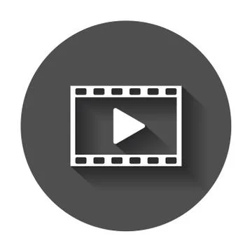 Play icon vector. Play video illustration in flat style on black round backgr Stock Illustration