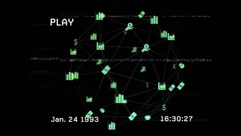PLAY indicator appearing rotating green icon network circling timecodes updating Stock Footage 319682515