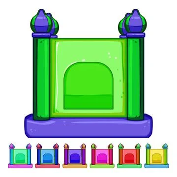 Play inflatable castle cartoon vector graphic Illustration