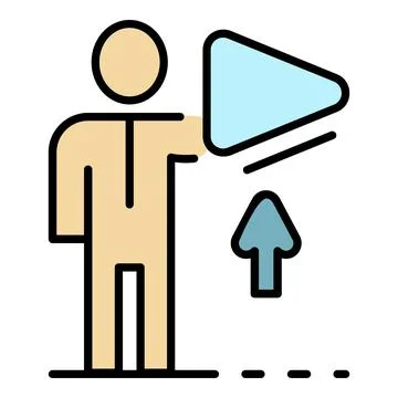 Play interactive learning icon color outline vector Illustrazione stock