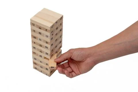  Play a Jenga game Stock Photos