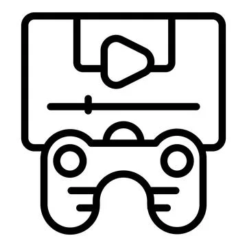 Play joystick icon outline vector. Gold chest Stock Illustration