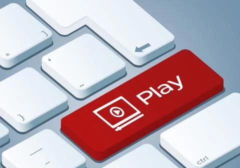 Play Key - Keyboard with 3D Concept illustration Stock Illustration