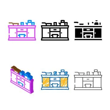 Play kitchen toy concepts child color icon vector Stock Illustration