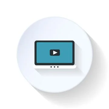 Play on laptop flat icon Stock Illustration