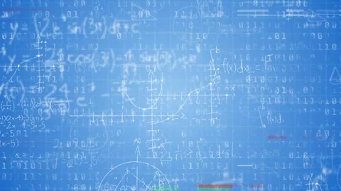 On play layered data-math graphic drifting, revealing chalk formulas, glowing Stock Footage 334743919