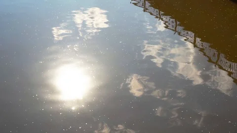 The play of light in water, a reflection of the promenade Stock Footage 114710099