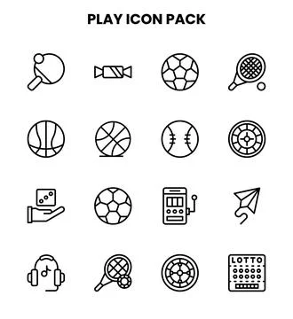 Play Line Bundle Icons Pack Stock Illustration
