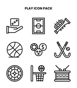Play Line Collection Icons Pack Stock Illustration