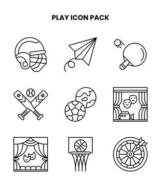 Play Line Icons Pack 스톡 일러스트